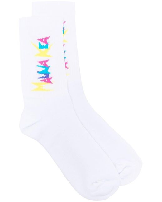 Mauna Kea White Intarsia-knit Logo Ankle Socks for men