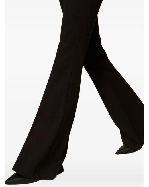 Twinset Black Flared Trousers With Logo