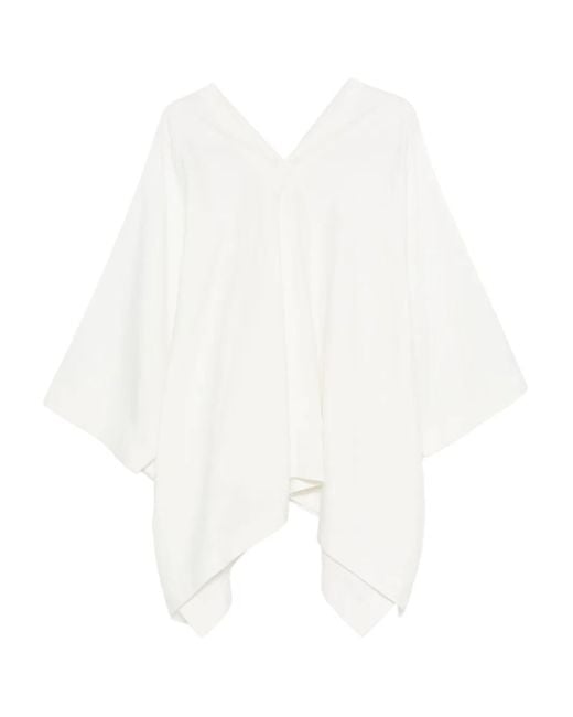 The Row White V-Neck Asymmetric Top