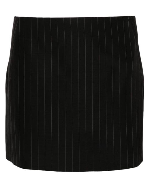 P.A.R.O.S.H. Black Pinstripe-pattern Thigh-high Skirt