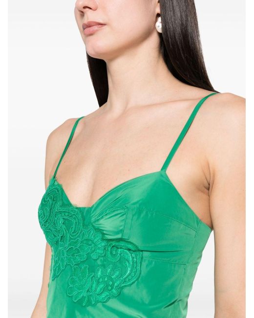ERMANNO FIRENZE Green Lace-embellished Crop Top