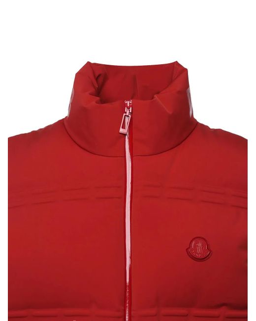 Moncler Red Logo-Patch Padded Jacket