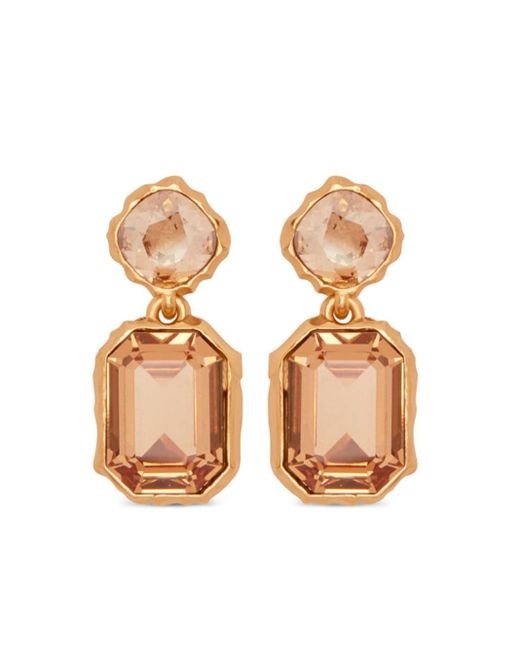 Oscar de la Renta Pink Classic Crystal Drop Earrings