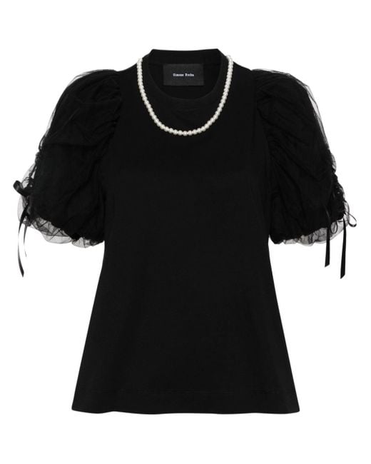 Simone Rocha Black Bead-detail Cotton T-shirt