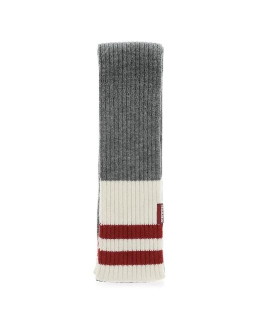 DSquared² Gray Ribbed Striped Scarf for men
