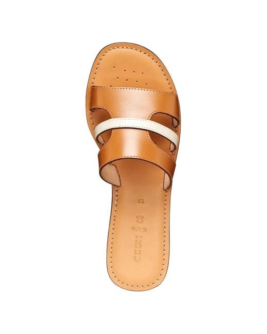 Geox Brown Cut-Out Leather Slides