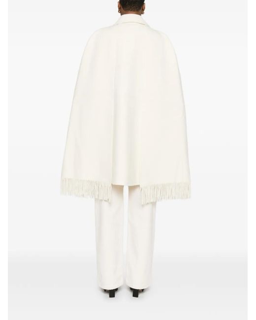 Totême White Fringed-Hem Coat