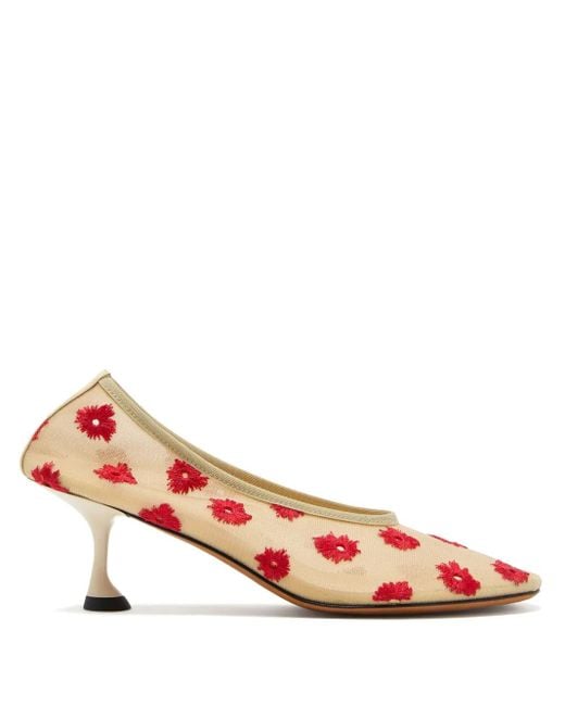 Proenza Schouler Pink Tee Floral-Embroidered Pumps