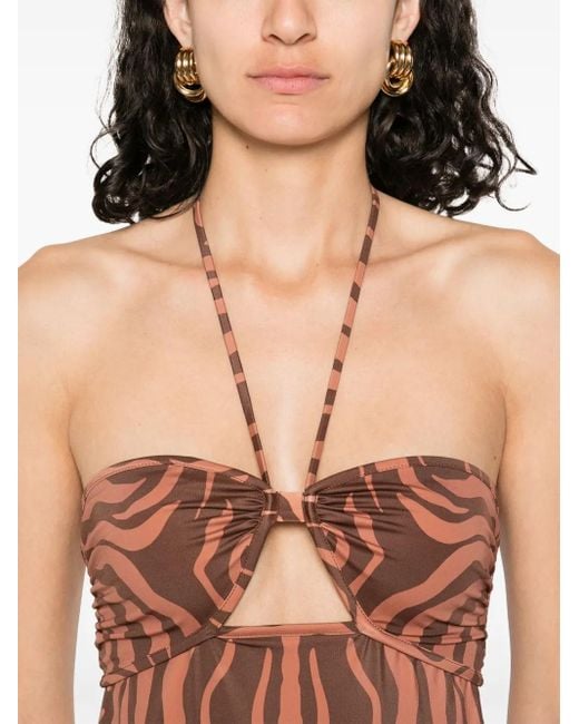 Johanna Ortiz Jungle Palms Midi Dress Brown