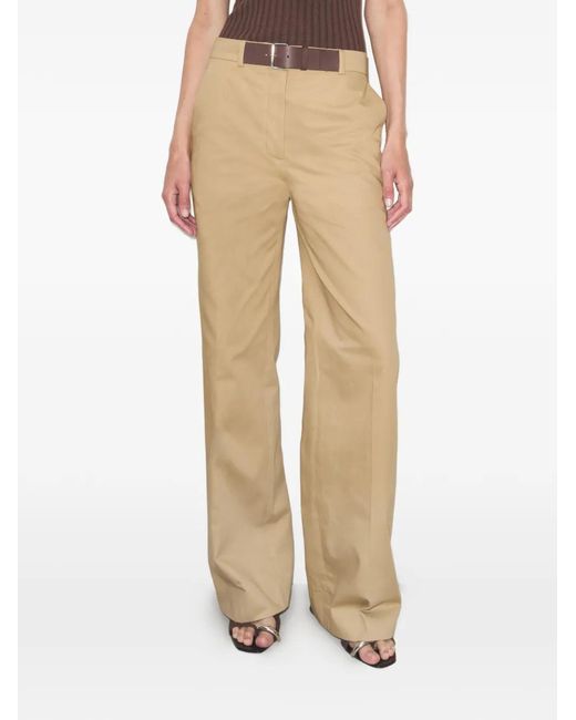 Pantalones De Algodón Con Cinturón Tory Burch de color Natural