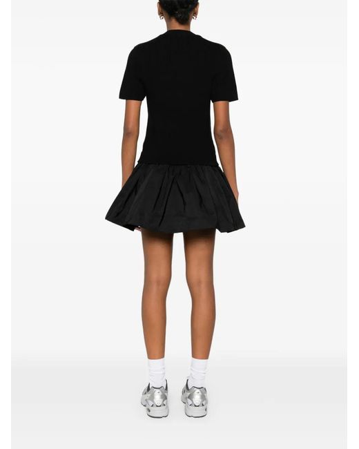Maje Black Bubble-Hem Short-Sleeve Mini Dress