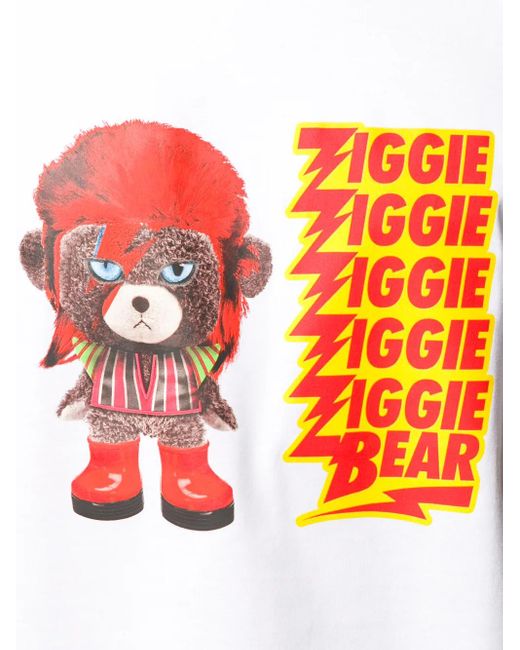 Neil Barrett White Ziggie Bear Print Cotton T-Shirt for men