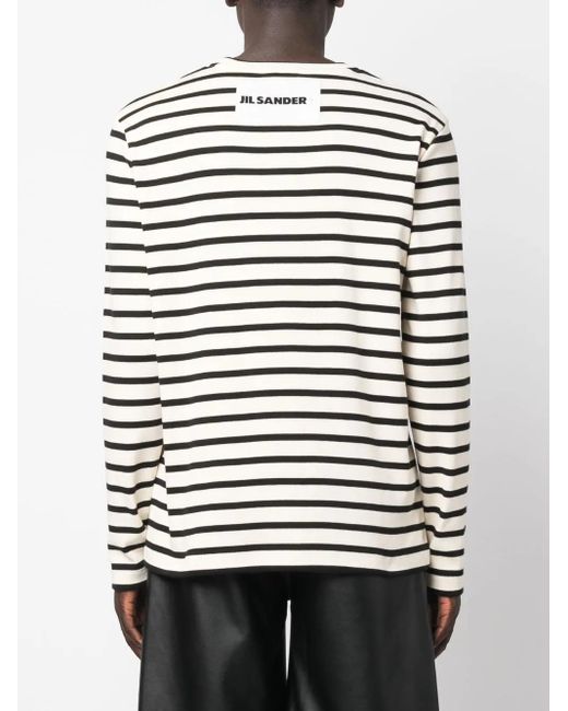 Jil Sander White Crew Neck Long Sleeves Cotton Sweatshirts for men