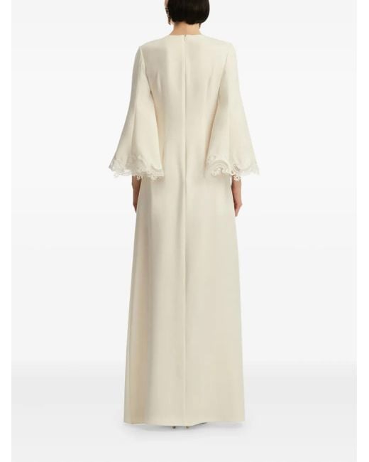 Robe-Caftan Bordée De Dentelle Oscar de la Renta en coloris White