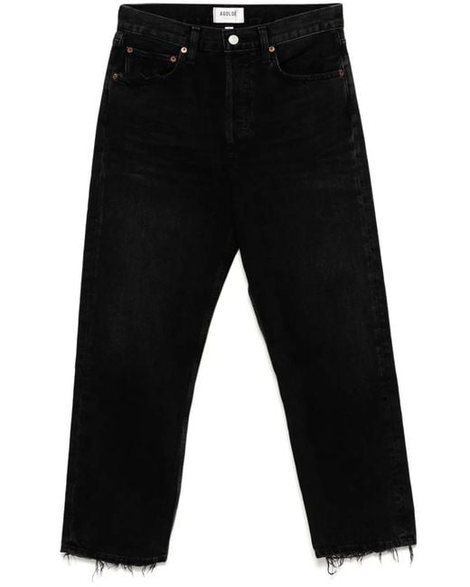 Agolde Black Distressed Cropped Jeans
