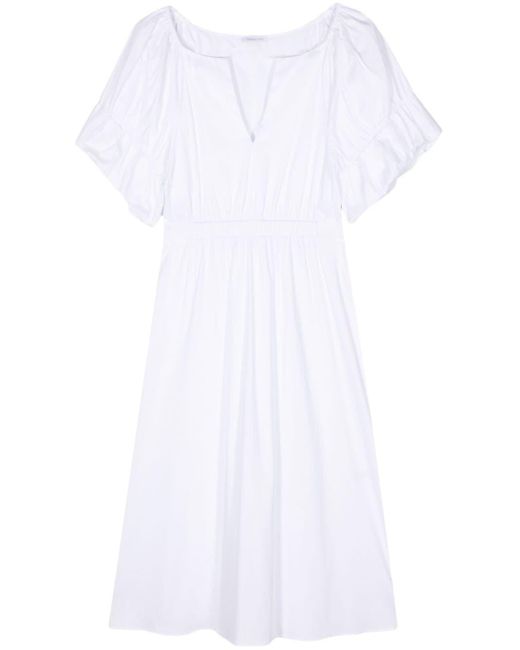 Patrizia Pepe Popeline Maxi-jurk Met Logoplakkaat in het White