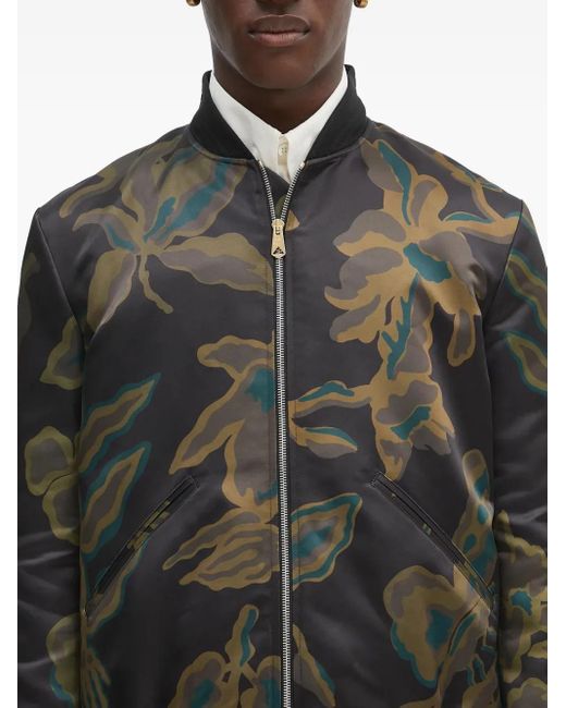 メンズ Paul Smith フローラル ボンバージャケット Black