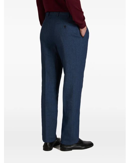 Slowear Blue Patterned Linen Trousers for men