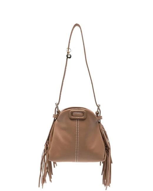 Maje Natural Fringed Leather Mini Bag