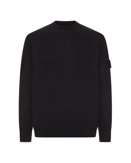 Stone Island Black Compass Patch Crew-Neck Sweater for men