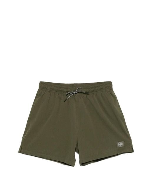 Emporio Armani Green Herringbone Logo Swim Shorts for men