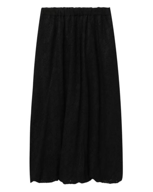 Y's Yohji Yamamoto Black Elastic-Waist Lace Skirt