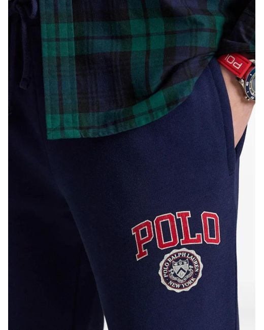 Polo Ralph Lauren Blue Logo-Patch Drawstring Track Pants for men