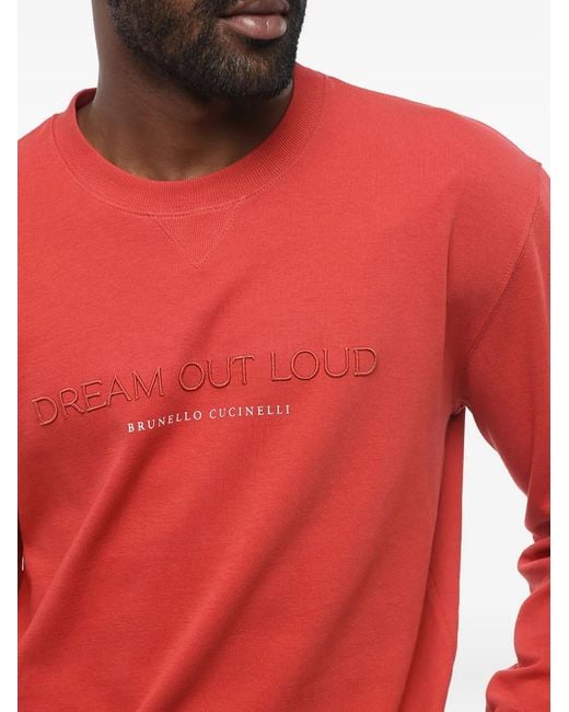 Brunello Cucinelli Red Sweat À Broderies for men