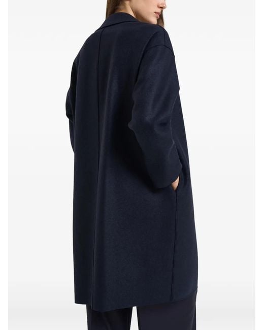 Harris Wharf London Blue Double-Breasted Notched-Lapels Coat