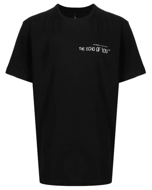 ISO.POETISM Black Graphic-Print Short-Sleeved T-Shirt for men
