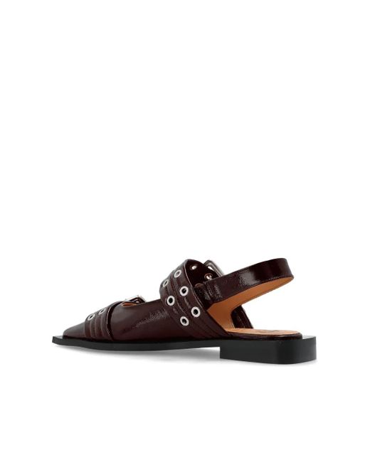 Ganni White Buckle Ballerina Shoes