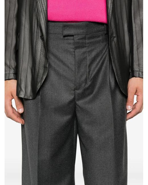 AMI Gray Pleated Tab Trousers for men
