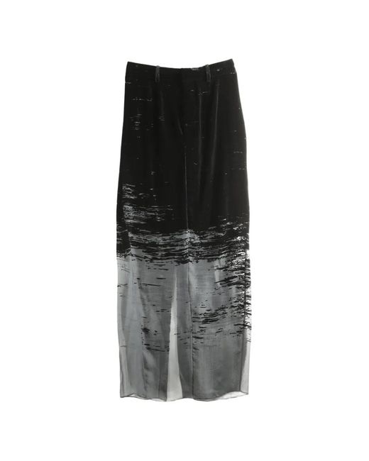 GRACE LING Black Glitch-Effect Maxi Skirt