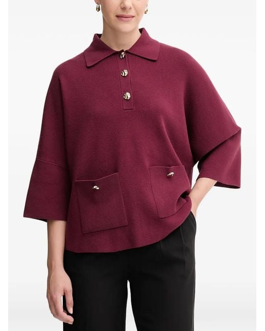 Joseph Ribkoff Red Patch-Pocket Polo Shirt