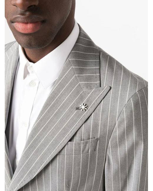 Manuel Ritz Gray Pinstripe-Pattern Single-Breasted Suit for men