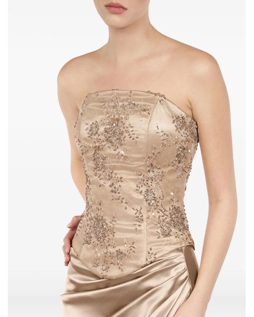 ALEXIA & ANTONIA Natural Embellished Lace Top