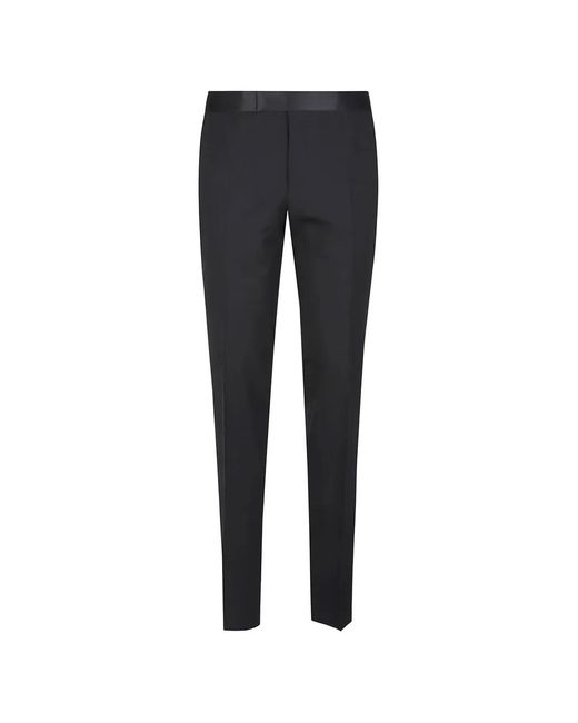 Lardini Blue Satin-Trim Wool Trousers for men