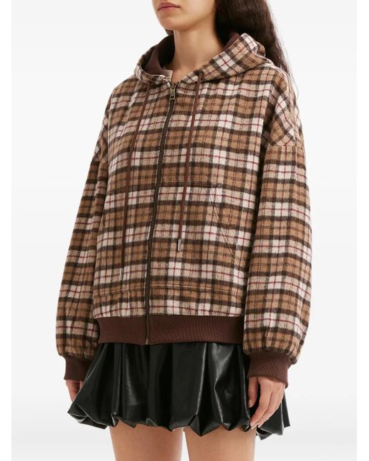 B+ AB Brown Check-Pattern Hoodie