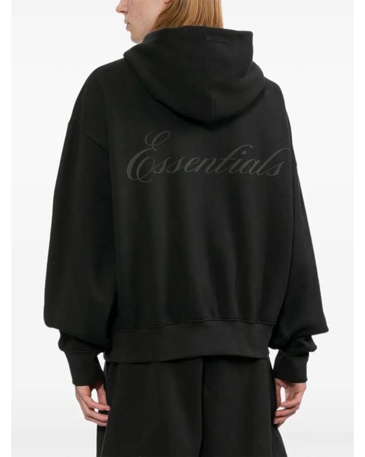Essentials Black Hoodie Signature Classic À Fermeture Zippée for men