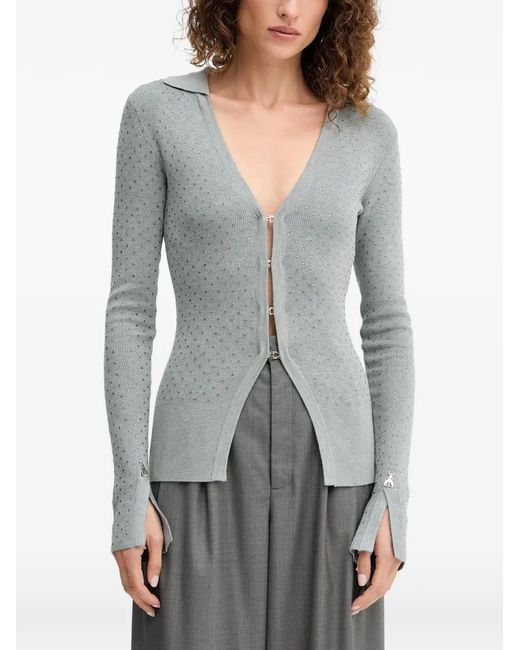 Patrizia Pepe Gray V-Neck Split-Cuff Cardigan