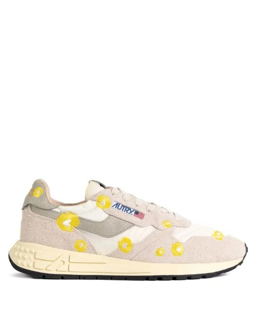 Autry Natural Floral-Embroidery Low-Top Sneakers for men