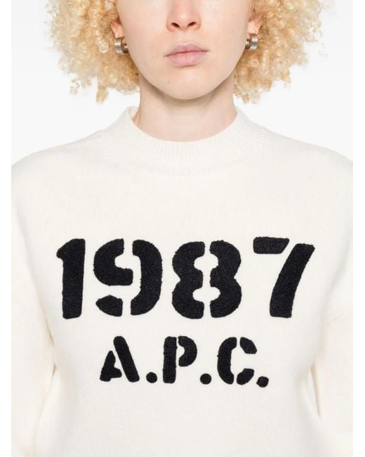 A.P.C. White 1987 Logo Jumper