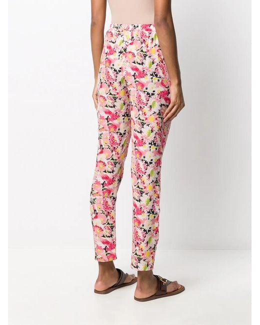Stella McCartney Red Floral Print Cotton Trousers