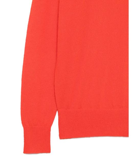 Tibi Red Crew-Neck Panelled Sweater