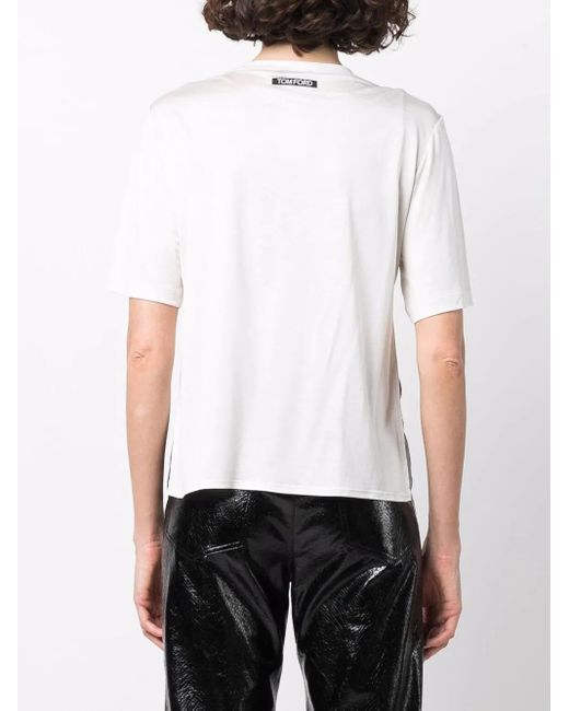 Tom Ford T-Shirt Met Split in het White