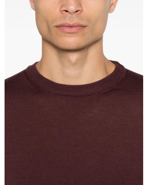 Canali Purple Wool Long-Sleeve Sweater for men