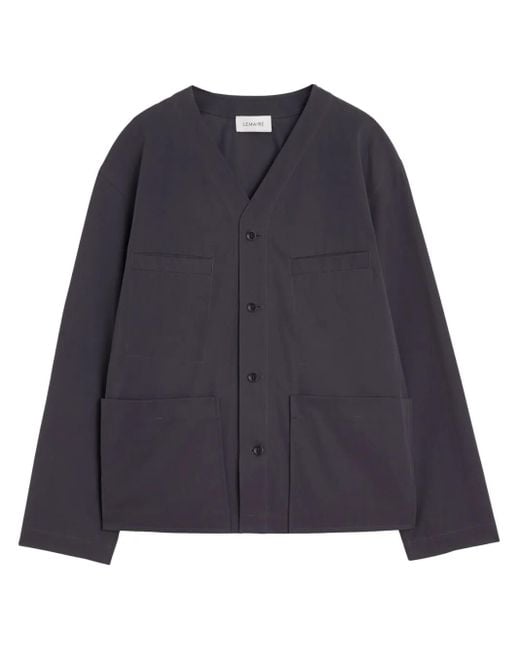 メンズ Lemaire ノーカラー オーバーシャツ Blue