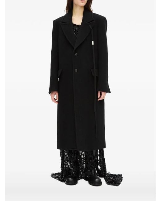 Ann Demeulemeester Black Aldina Peak-Lapel Button-Fastening Coat