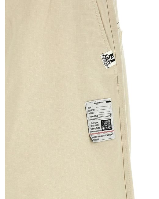 Maison Mihara Yasuhiro Natural Ripstop Logo Patch Trousers for men