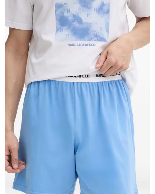 Karl Lagerfeld Blue Logo-Print Two-Piece Pajamas for men